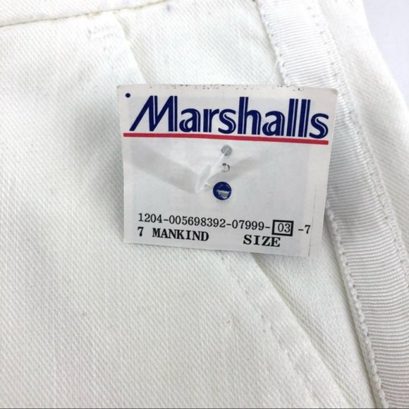 7 For All Mankind White Cotton Blend Flat Front Shorts - Picture 9 of 10